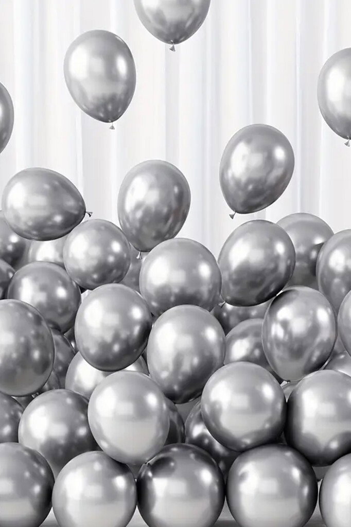 Beysüs Gümüş Krom Balon 7 adet 12inç - 4