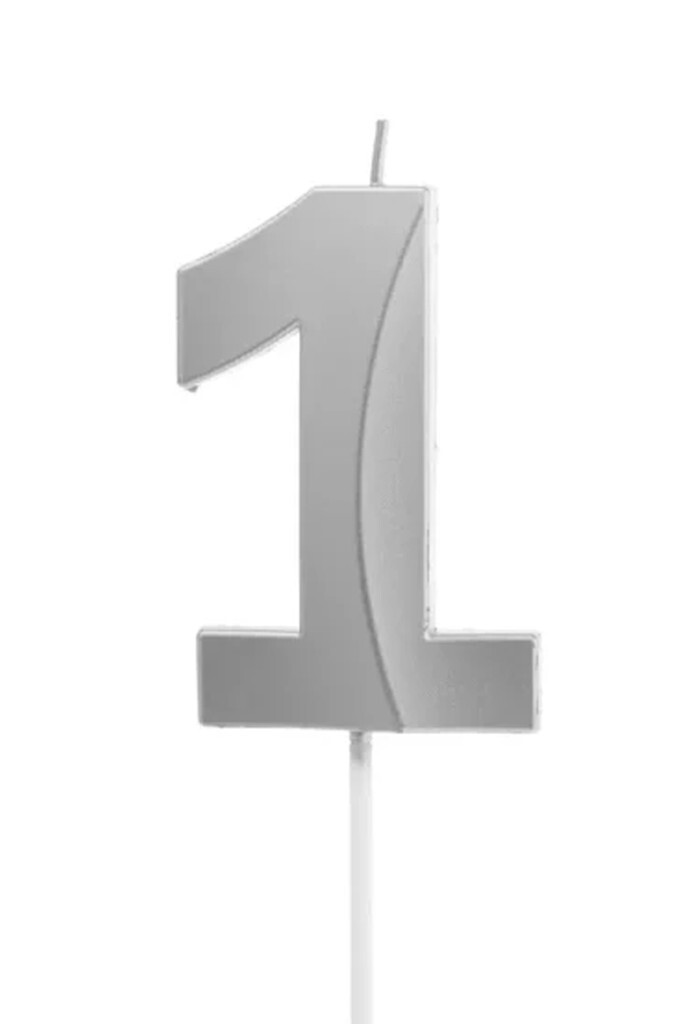 Beysüs Gümüş Rengi 1 Rakam Pasta Mumu - 1