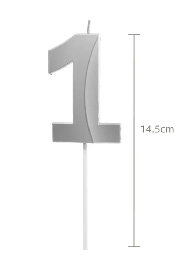 Beysüs Gümüş Rengi 1 Rakam Pasta Mumu - 2
