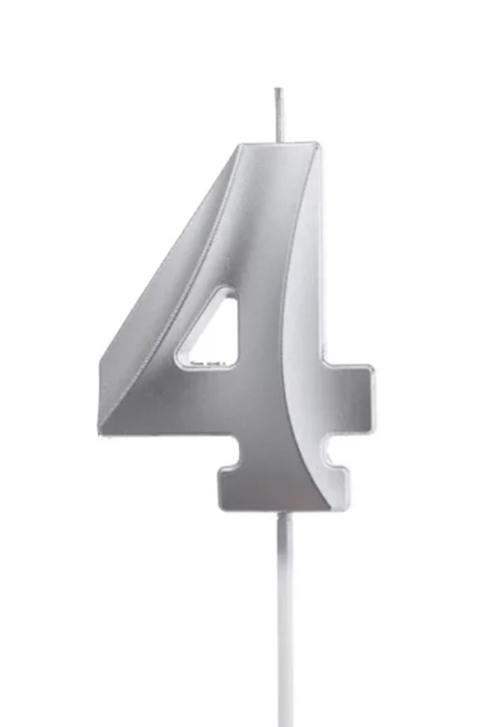 Beysüs Gümüş Rengi 4 Rakam Pasta Mumu - 1