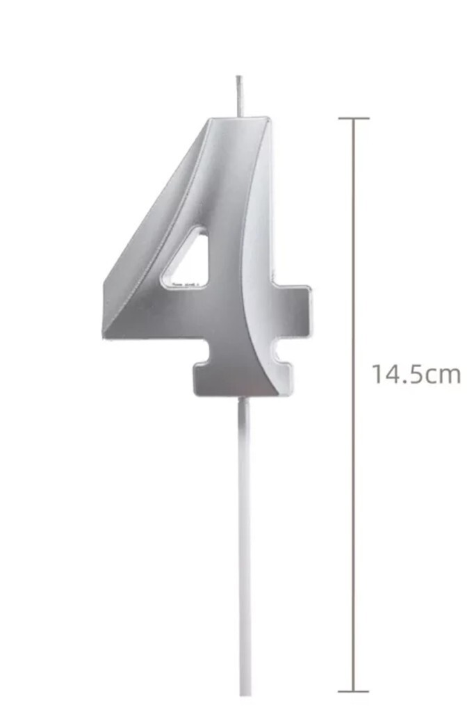 Beysüs Gümüş Rengi 4 Rakam Pasta Mumu - 2