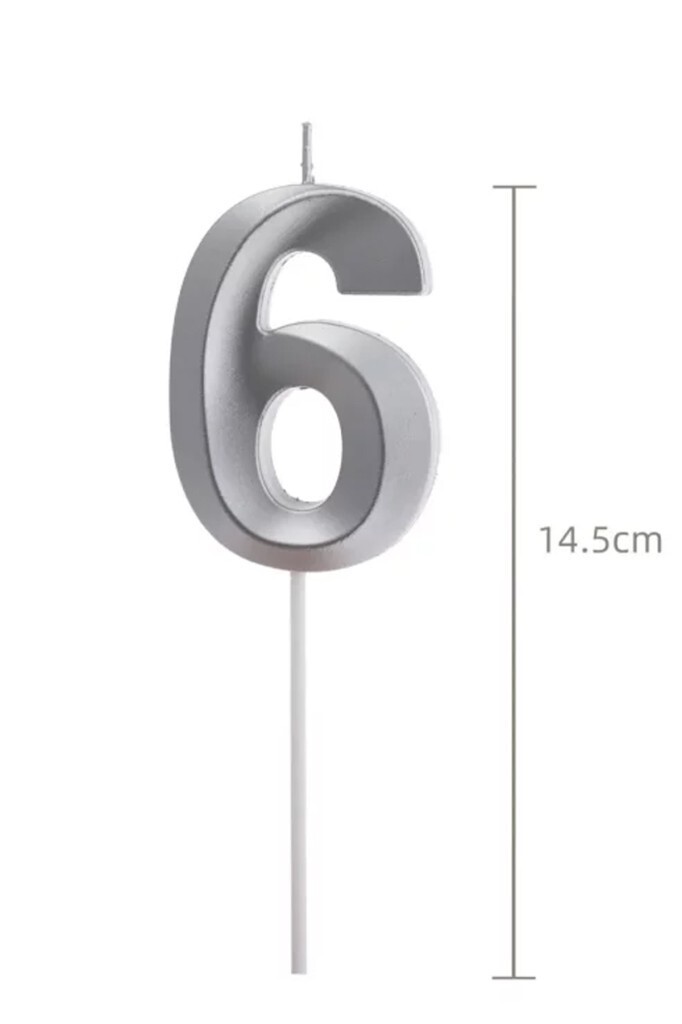 Beysüs Gümüş Rengi 6 Rakam Pasta Mumu - 2