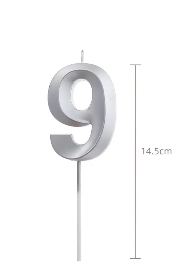 Beysüs Gümüş Rengi 9 Rakam Pasta Mumu - 2