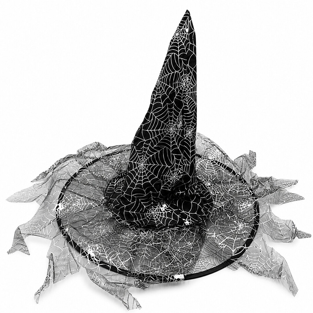 Beysüs Halloween Cadı Şapkası Gümüş Tüllü - 2