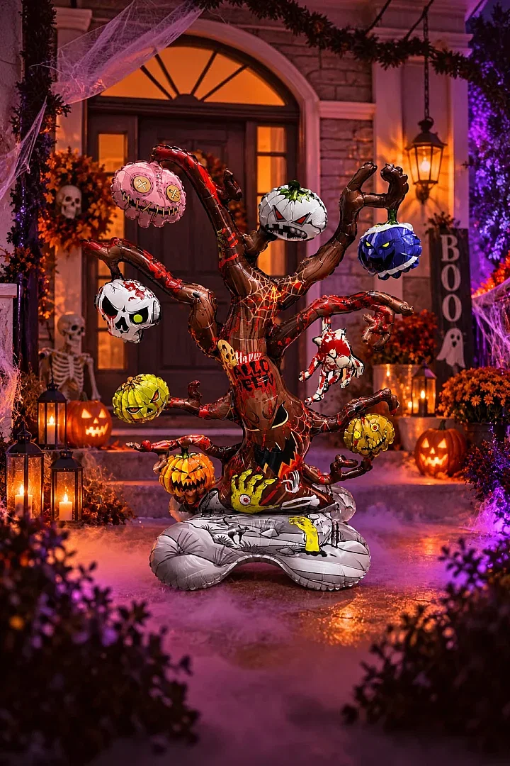 Halloween Cadılar Bayramı Ayaklı Folyo Balon Ağaç - 1