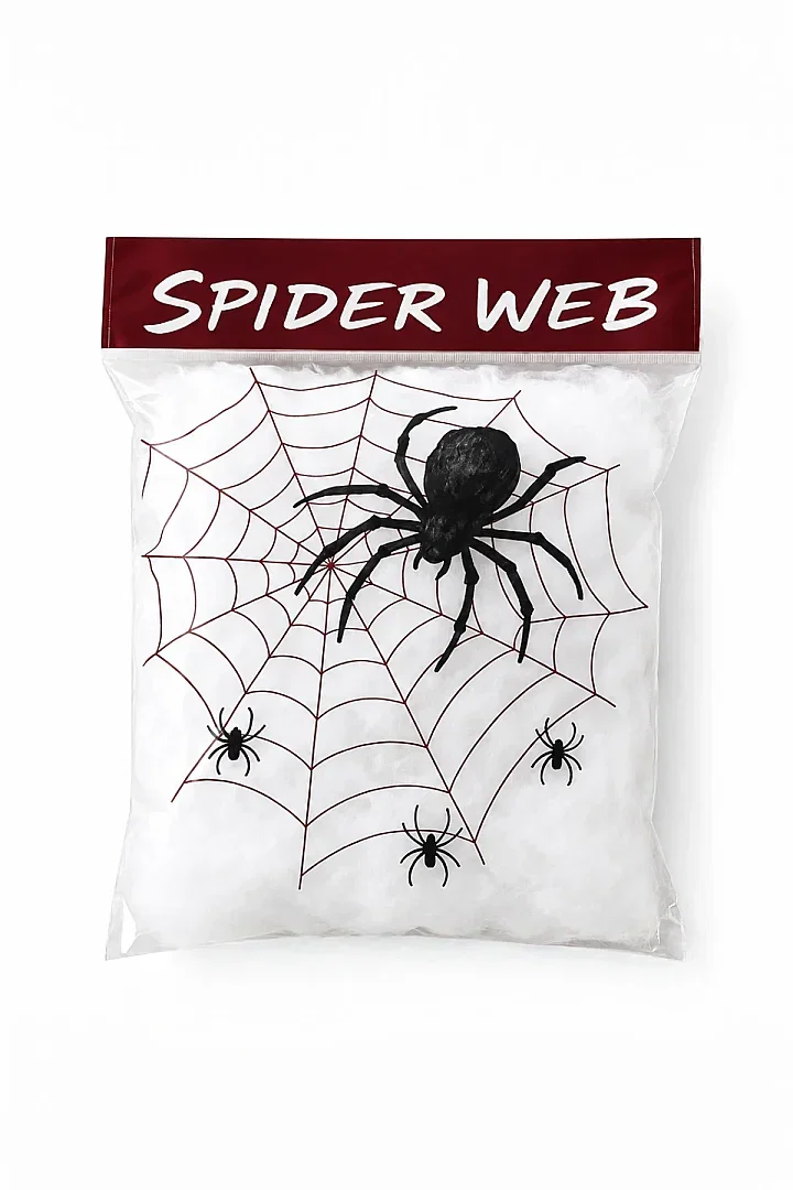 Halloween Cadılar Bayramı Beyaz Renk Örümcek Ağı Seti - 5