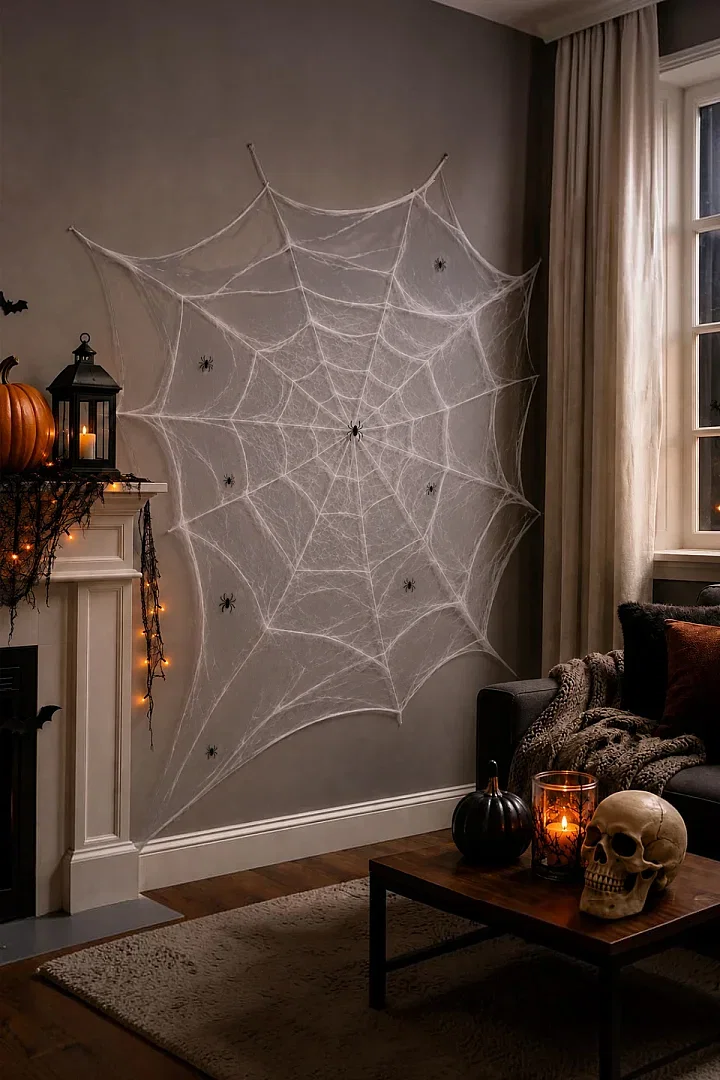 Halloween Cadılar Bayramı Beyaz Renk Örümcek Ağı Seti - 3