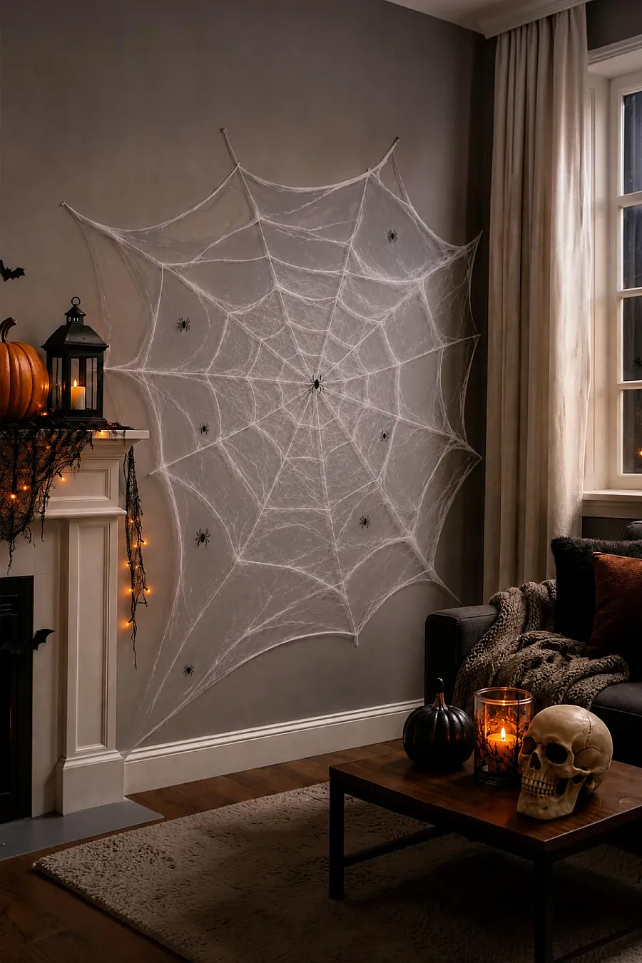 Halloween Cadılar Bayramı Beyaz Renk Örümcek Ağı Seti - 3