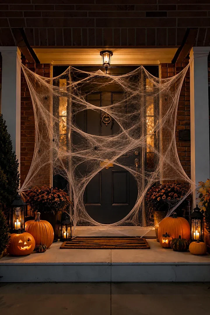 Halloween Cadılar Bayramı Beyaz Renk Örümcek Ağı Seti - 1