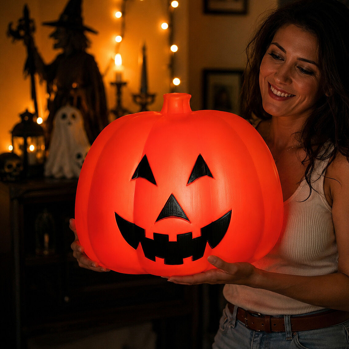 Beysüs Halloween Cadılar Bayramı Dev Balkabağı 45 cm Işıklı Sensörlü - 3