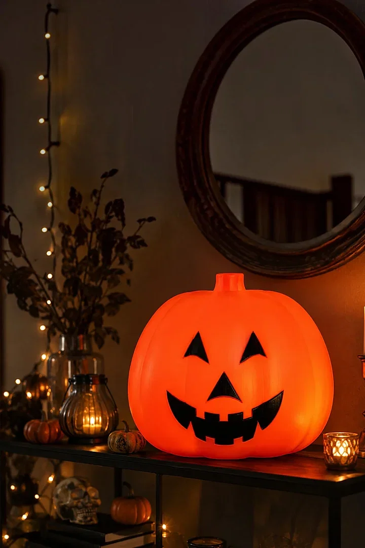 Halloween Cadılar Bayramı Dev Balkabağı 45 cm Işıklı Sensörlü - 5
