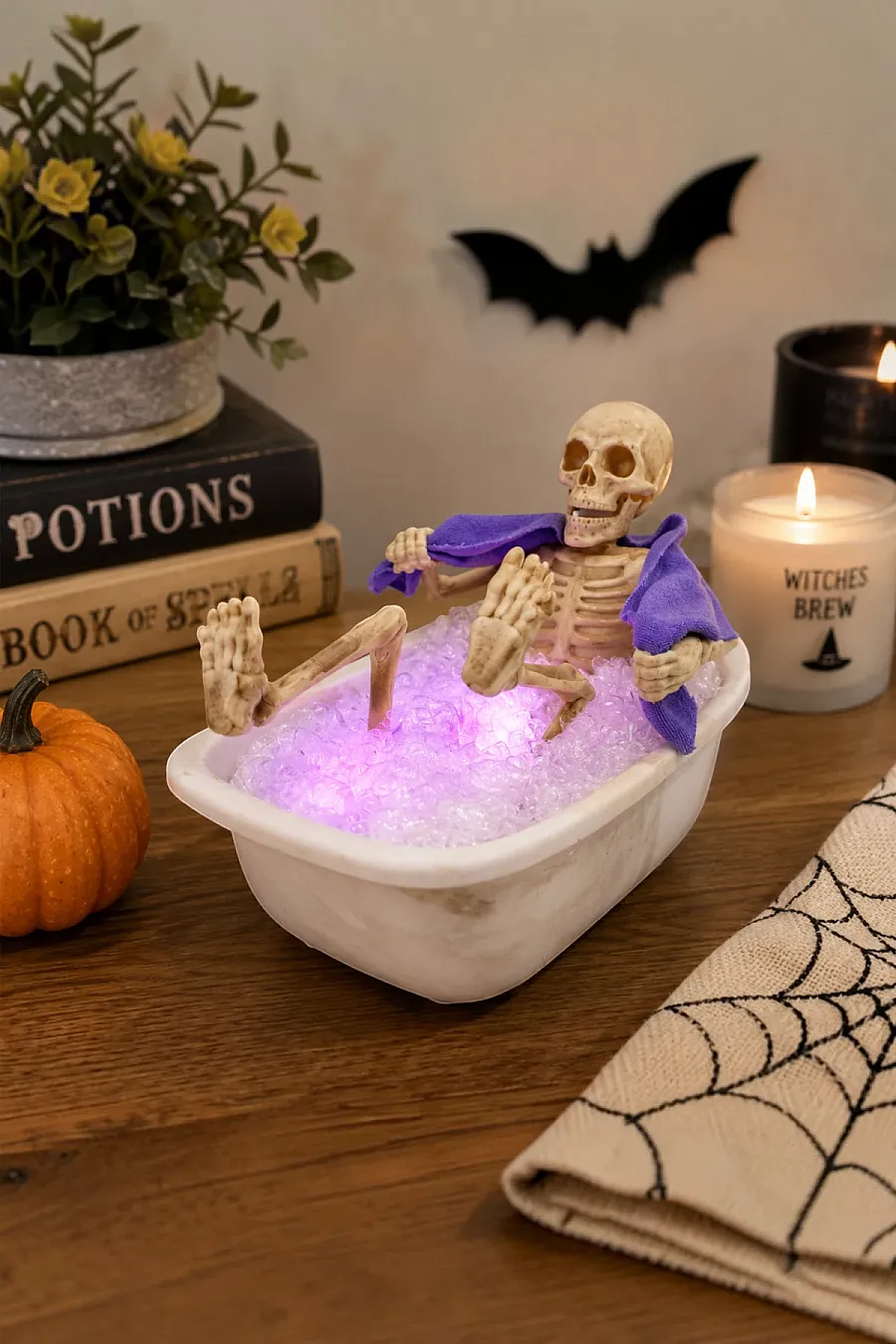 Halloween Cadılar Bayramı Duş Alan Küvetli İskelet - 4