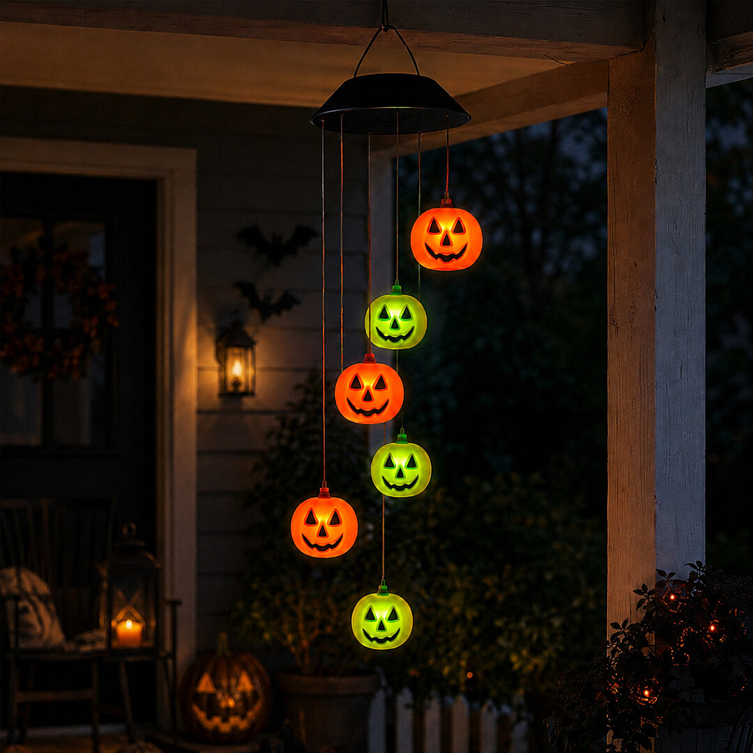 Beysüs Halloween Cadılar Bayramı Güneş Enerjili Renkli LED Işıklı Asma BALKABAĞI Dekor 6’lı - 3