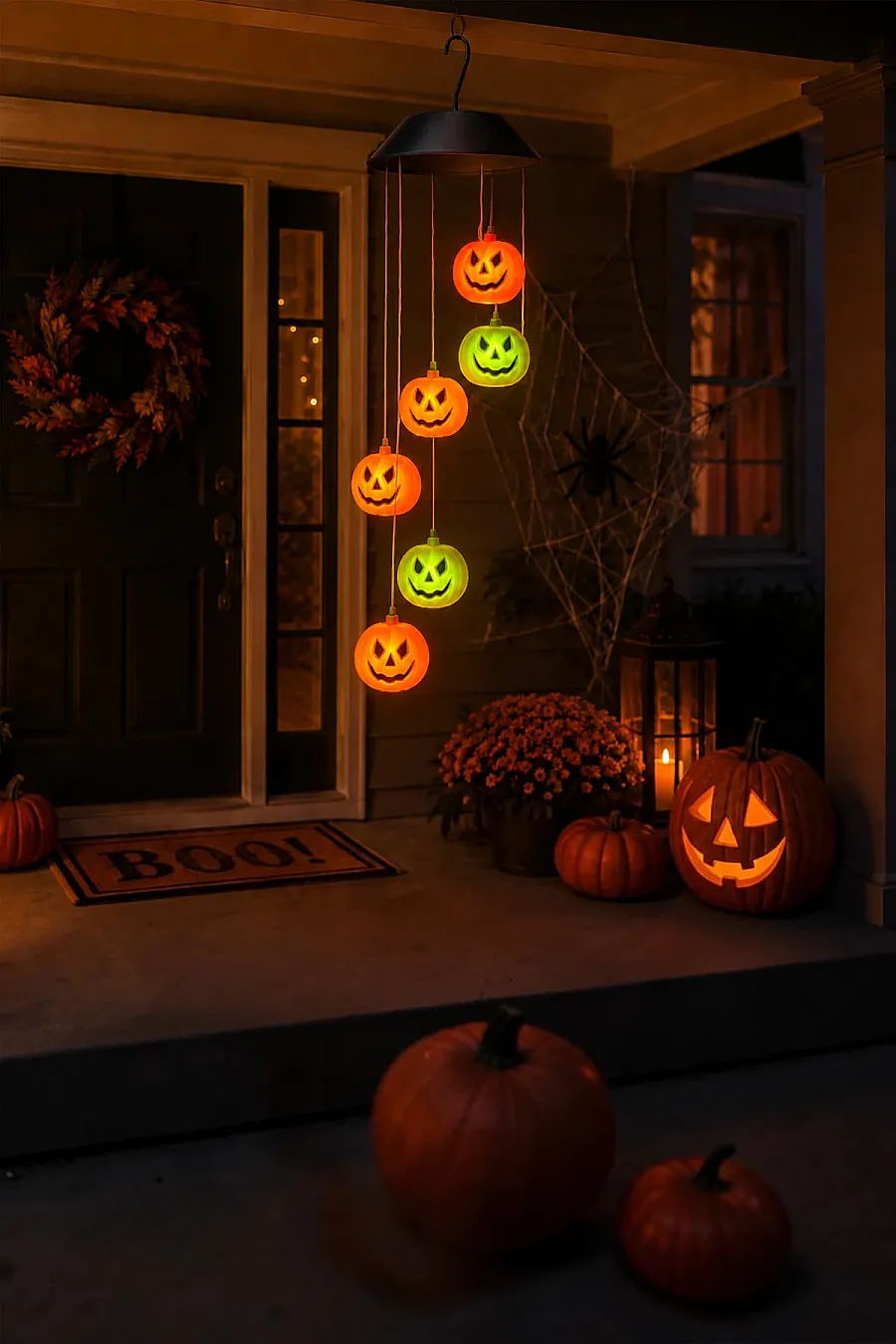 Halloween Cadılar Bayramı Güneş Enerjili Renkli LED Işıklı Asma BALKABAĞI Dekor 6’lı - 1