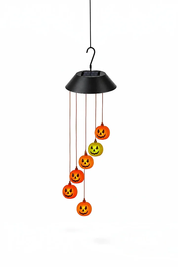 Halloween Cadılar Bayramı Güneş Enerjili Renkli LED Işıklı Asma BALKABAĞI Dekor 6’lı - 2
