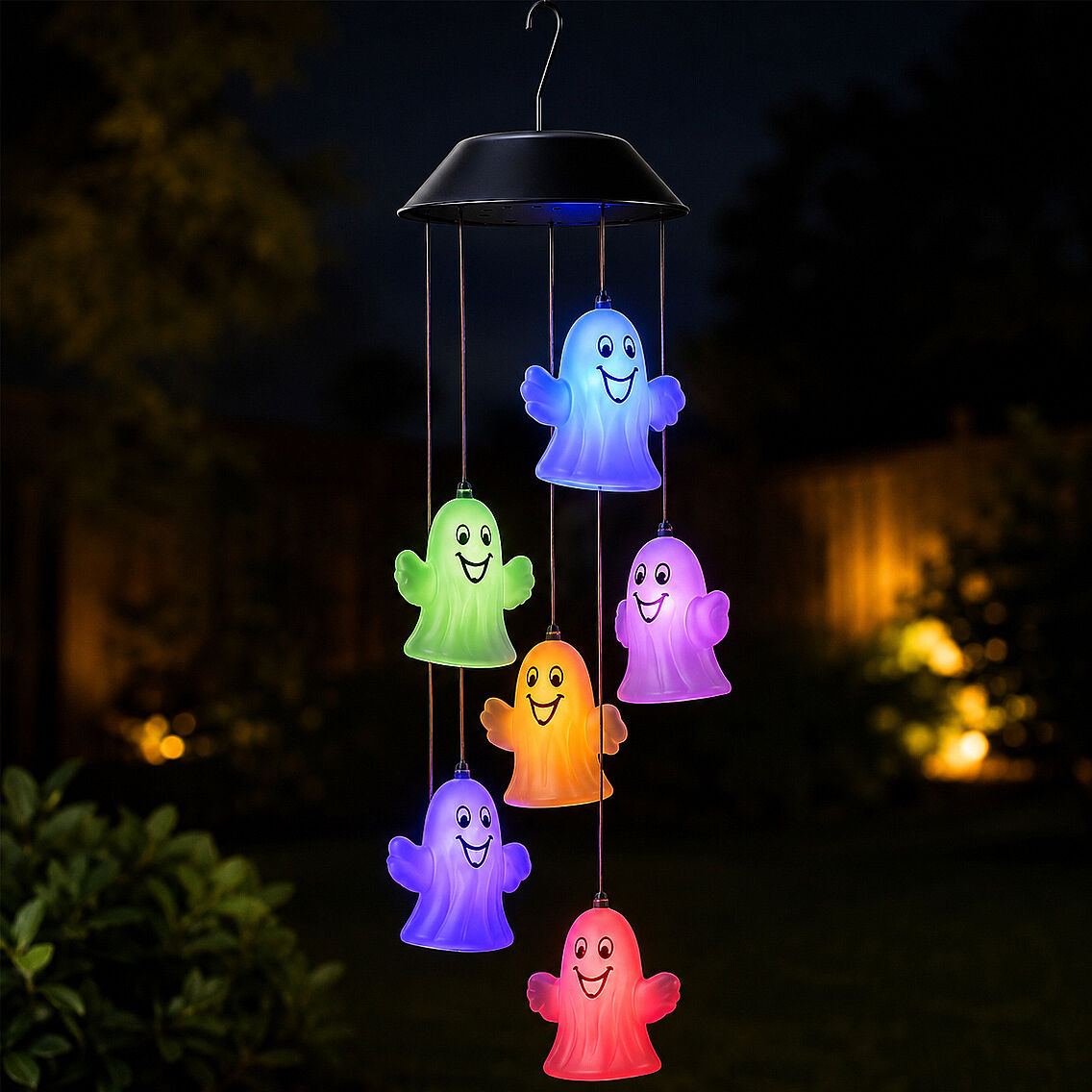 Beysüs Halloween Cadılar Bayramı Güneş Enerjili Renkli LED Işıklı Asma HAYALET Dekor 6’lı - 2
