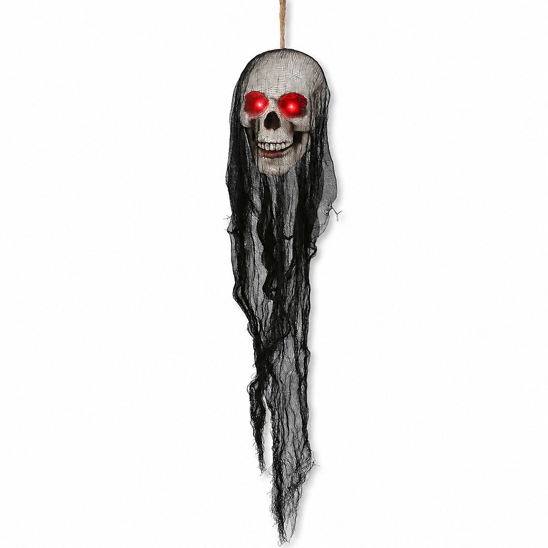 Halloween Cadılar Bayramı Işıklı Kafatası Tüllü Asma Dekor - 2
