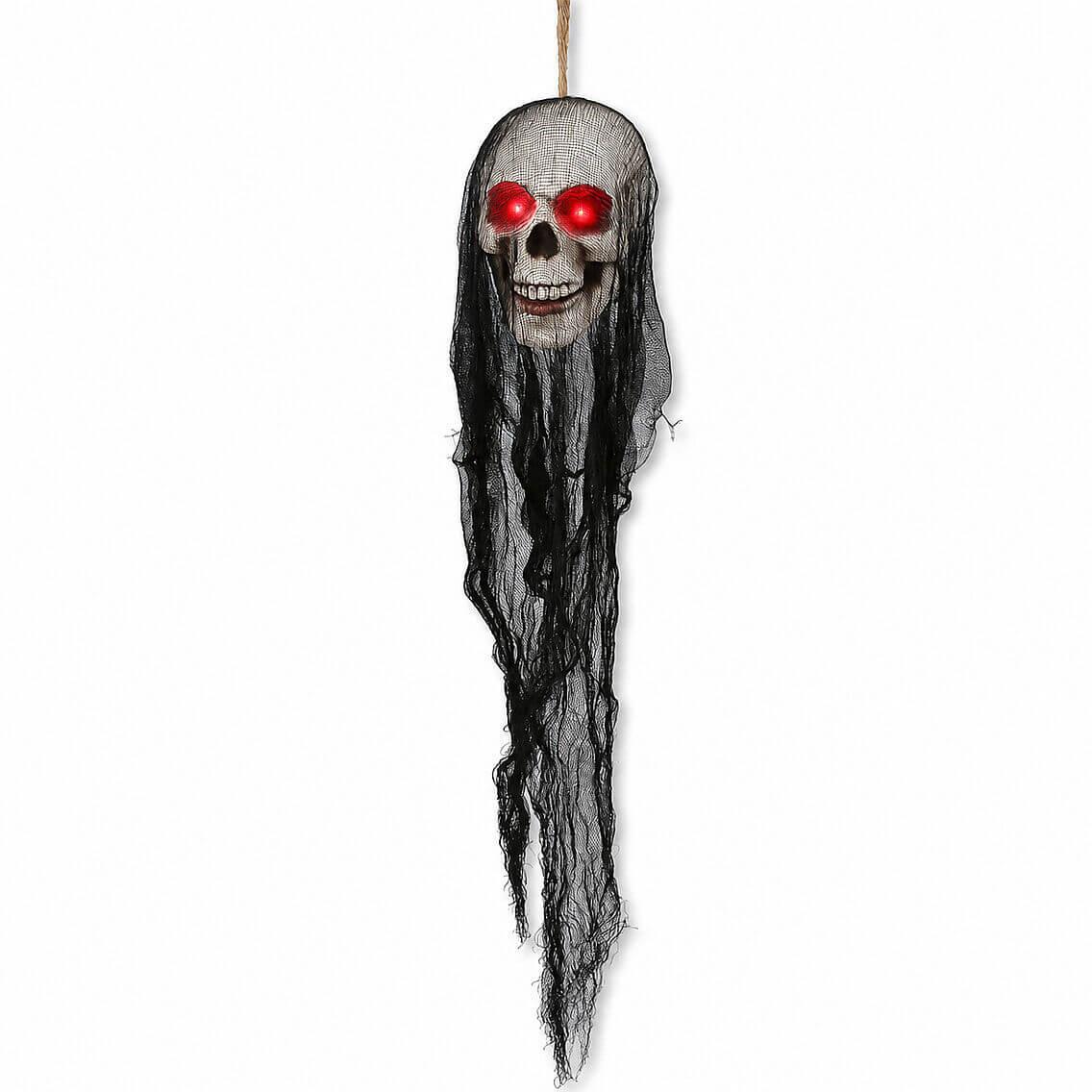 Halloween Cadılar Bayramı Işıklı Kafatası Tüllü Asma Dekor - 2