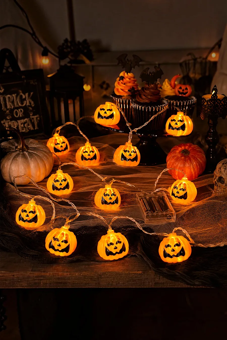 Halloween Cadılar Bayramı Işıklı Led Balkabağı 12 li - 4