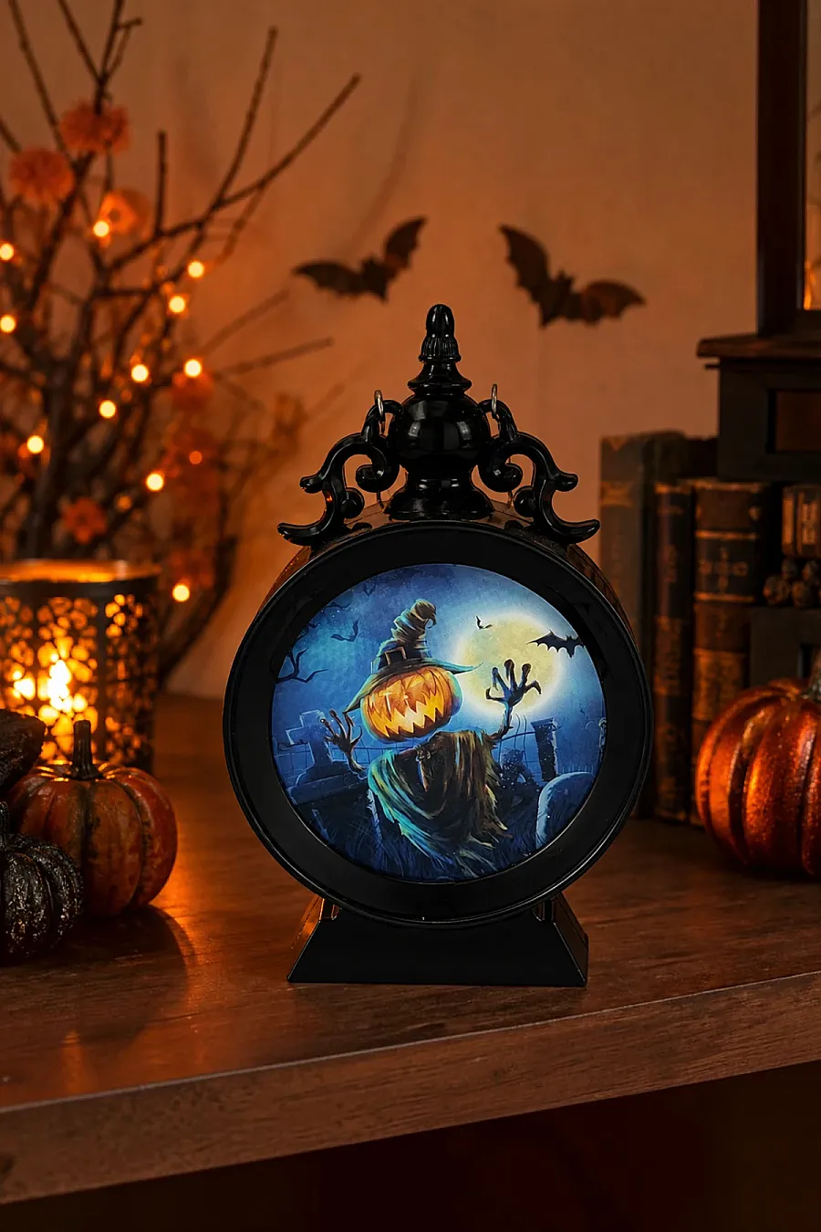 Halloween Cadılar Bayramı Işıklı Masa Süsü Yarasa Turuncu Bal Kabağı - 2