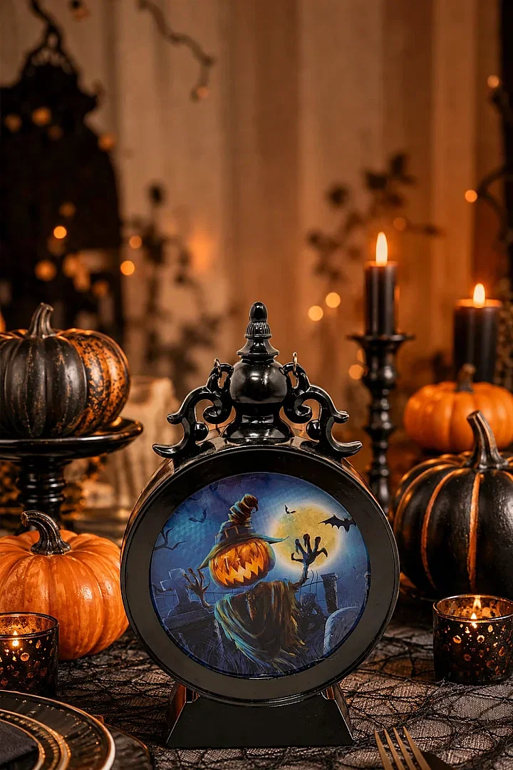 Halloween Cadılar Bayramı Işıklı Masa Süsü Yarasa Turuncu Bal Kabağı - 3