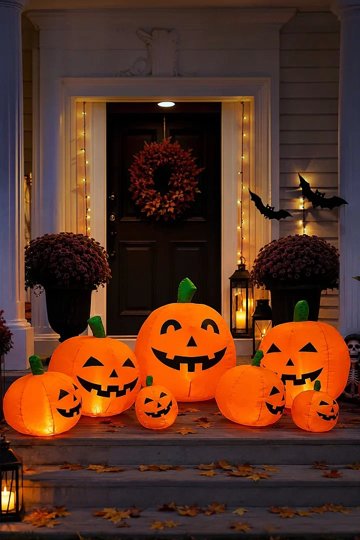 Halloween Cadılar Bayramı Işıklı Şişme Kabak Ailesi - 1