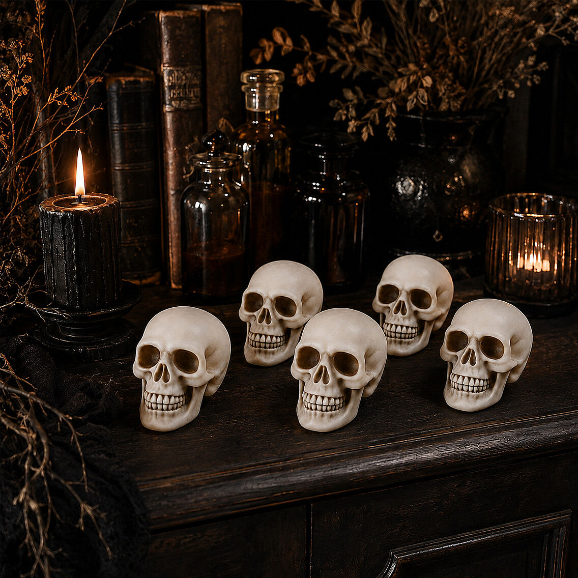 Beysüs Halloween Cadılar Bayramı Kuru Kafa 6 lı Beyaz - 4