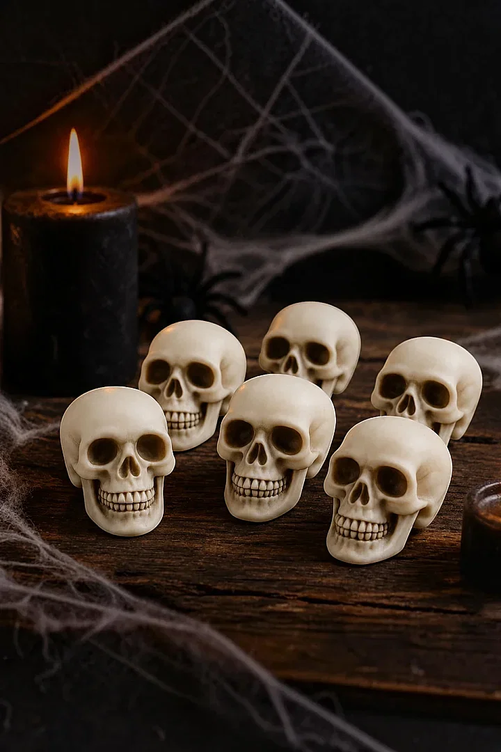 Halloween Cadılar Bayramı Kuru Kafa 6 lı Beyaz - 3