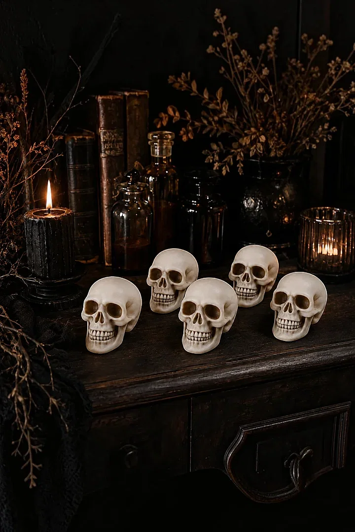 Halloween Cadılar Bayramı Kuru Kafa 6 lı Beyaz - 4