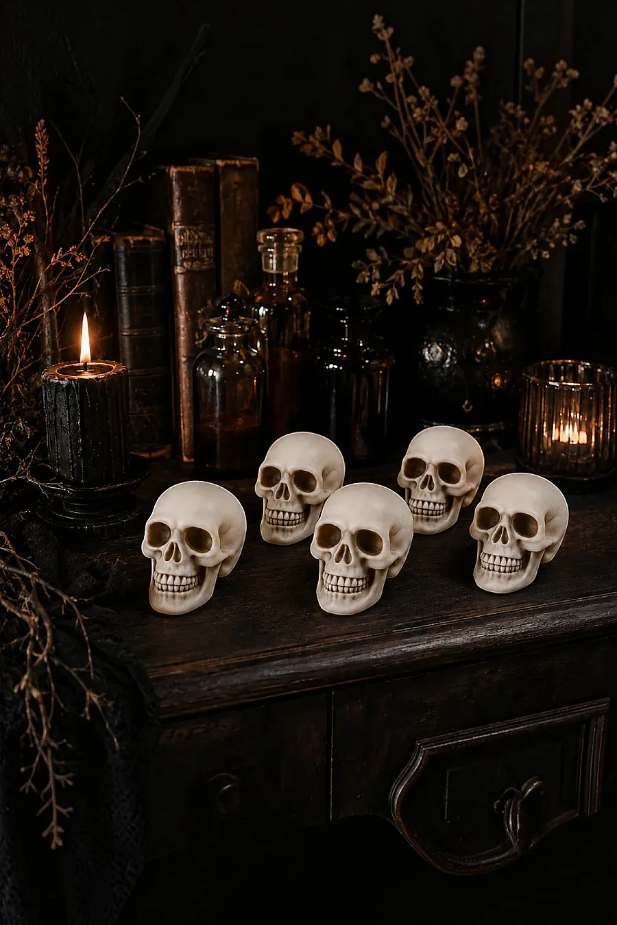 Halloween Cadılar Bayramı Kuru Kafa 6 lı Beyaz - 4
