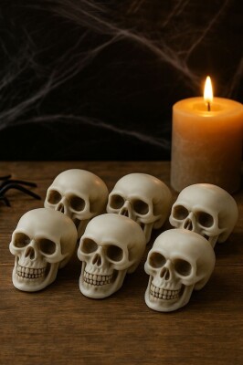 Beysüs Halloween Cadılar Bayramı Kuru Kafa 6 lı Beyaz - 7