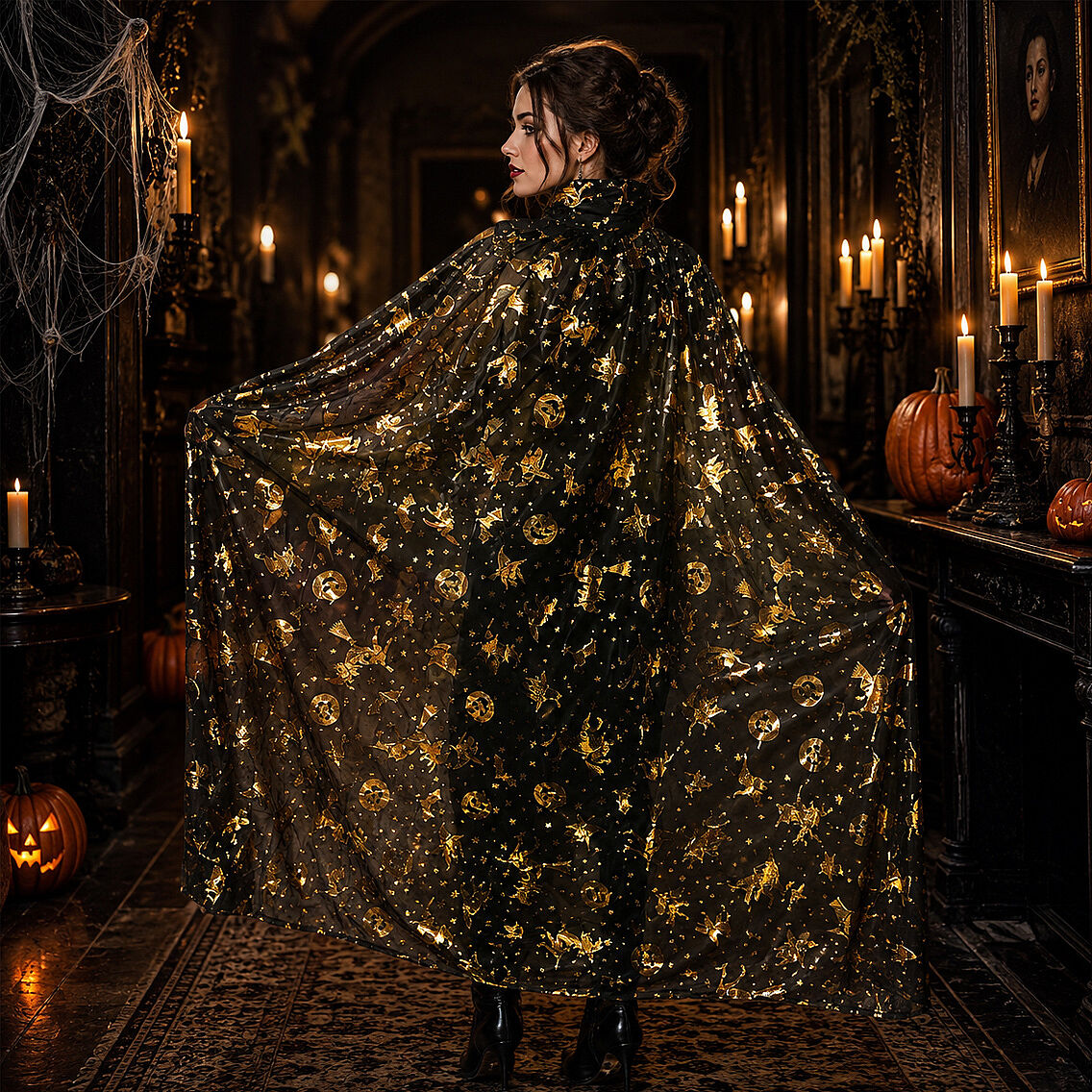 Beysüs Halloween Cadılar Bayramı Pelerin Yetişkin Gold - 4