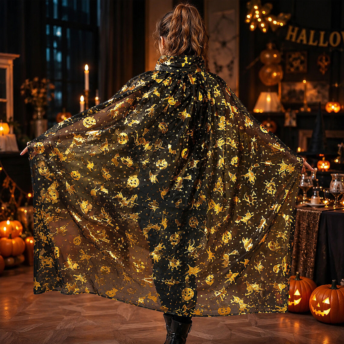 Beysüs Halloween Cadılar Bayramı Pelerin Yetişkin Gold - 1