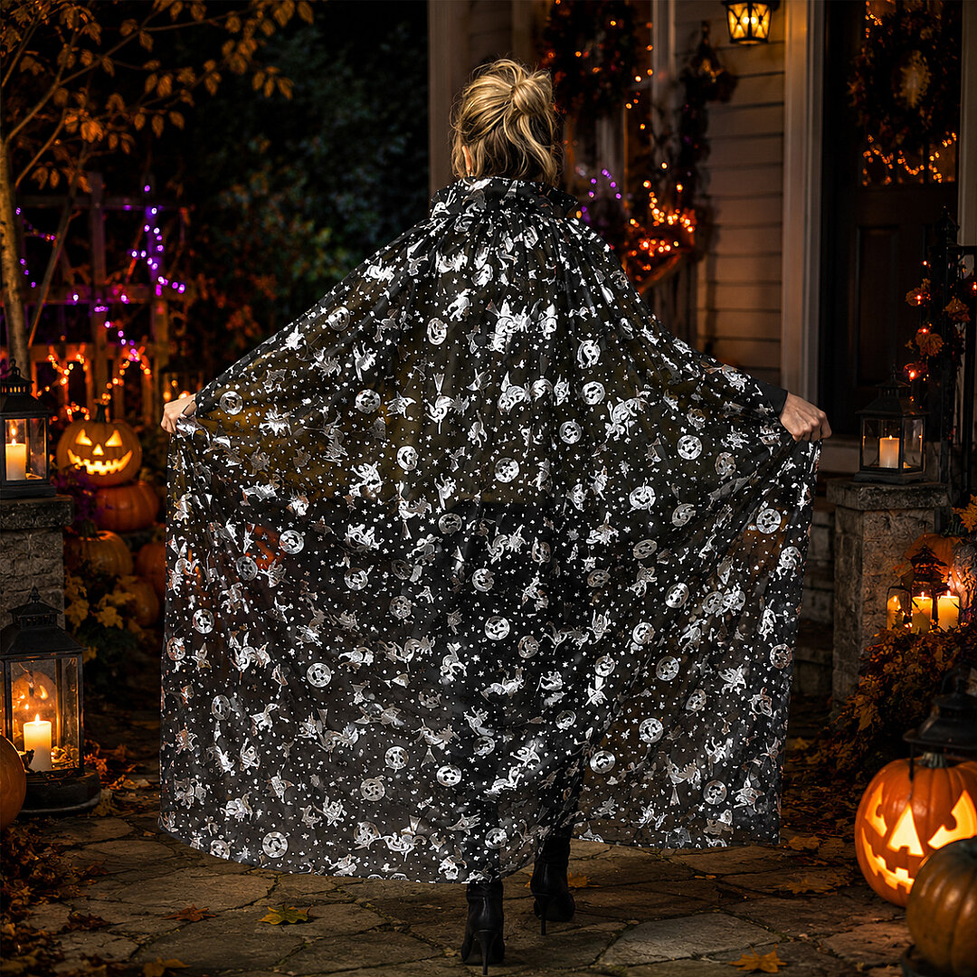 Beysüs Halloween Cadılar Bayramı Pelerin Yetişkin Gümüş - 3
