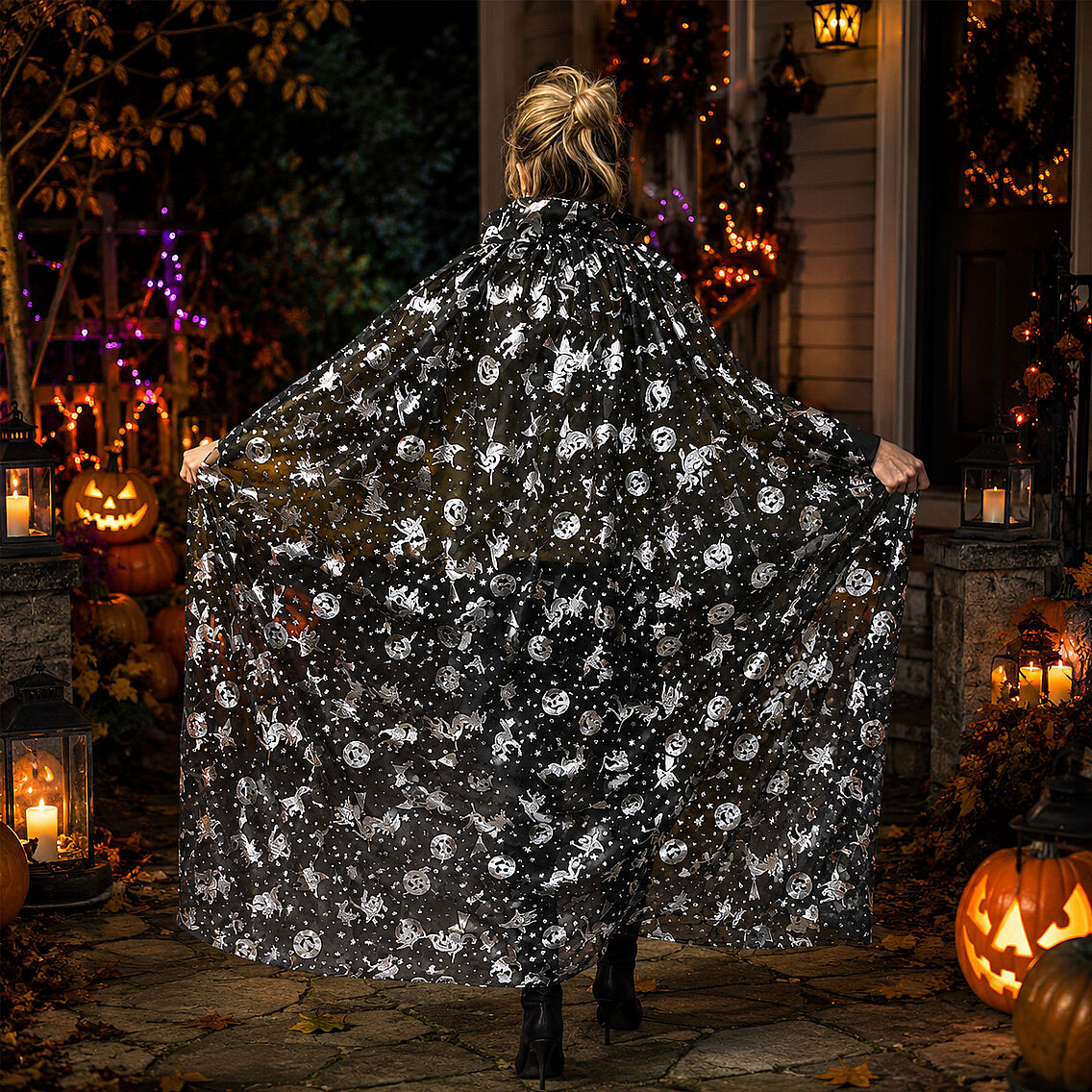 Beysüs Halloween Cadılar Bayramı Pelerin Yetişkin Gümüş - 3