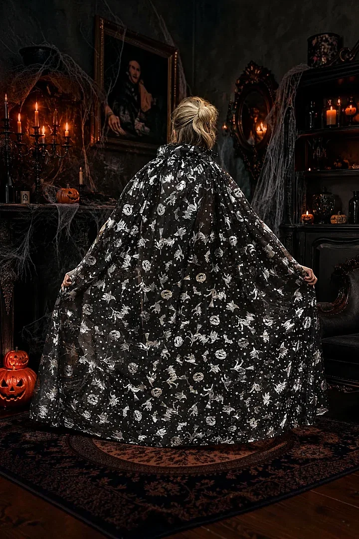 Halloween Cadılar Bayramı Pelerin Yetişkin Gümüş - 4