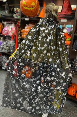 Beysüs Halloween Cadılar Bayramı Pelerin Yetişkin Gümüş - 5