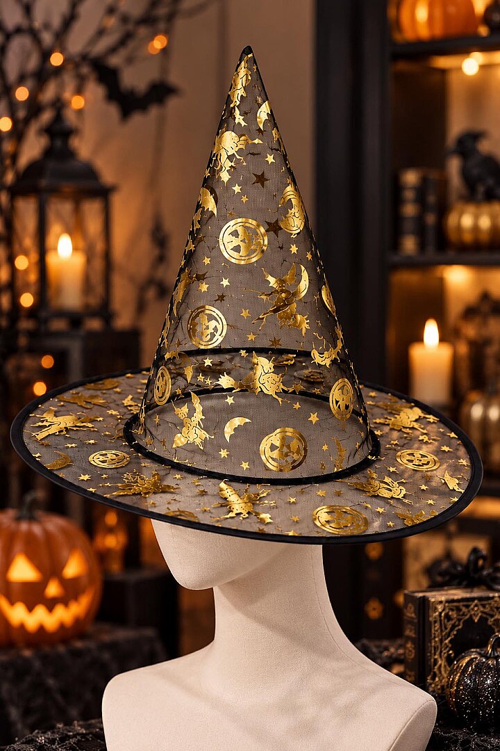 Beysüs Halloween Cadılar Bayramı Şapka Şeffaf Gold - 3