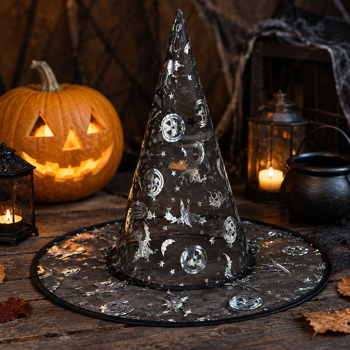Halloween Cadılar Bayramı Şapka Şeffaf Gümüş - 3