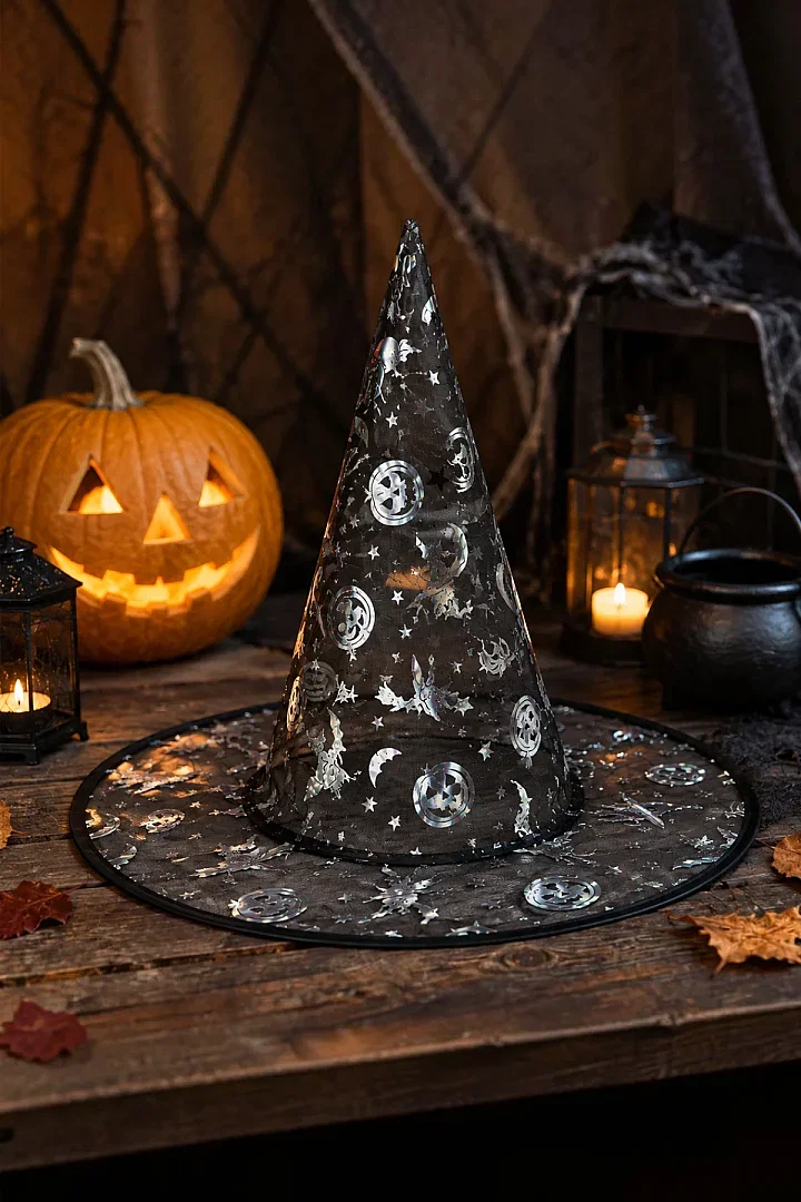 Halloween Cadılar Bayramı Şapka Şeffaf Gümüş - 3