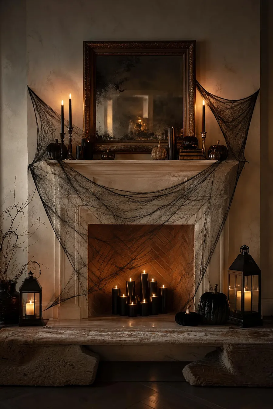 Halloween Cadılar Bayramı Siyah Renk Örümcek Ağı Seti - 1