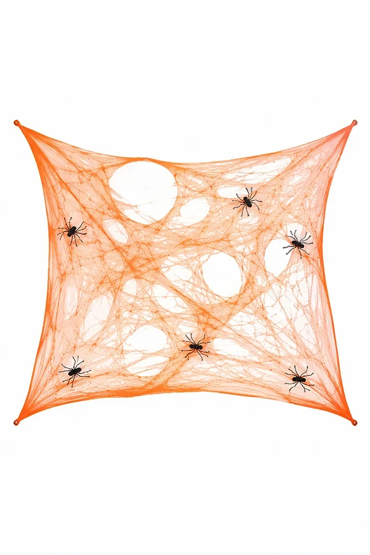 Halloween Cadılar Bayramı Turuncu Renk Örümcek Ağı Seti - 2