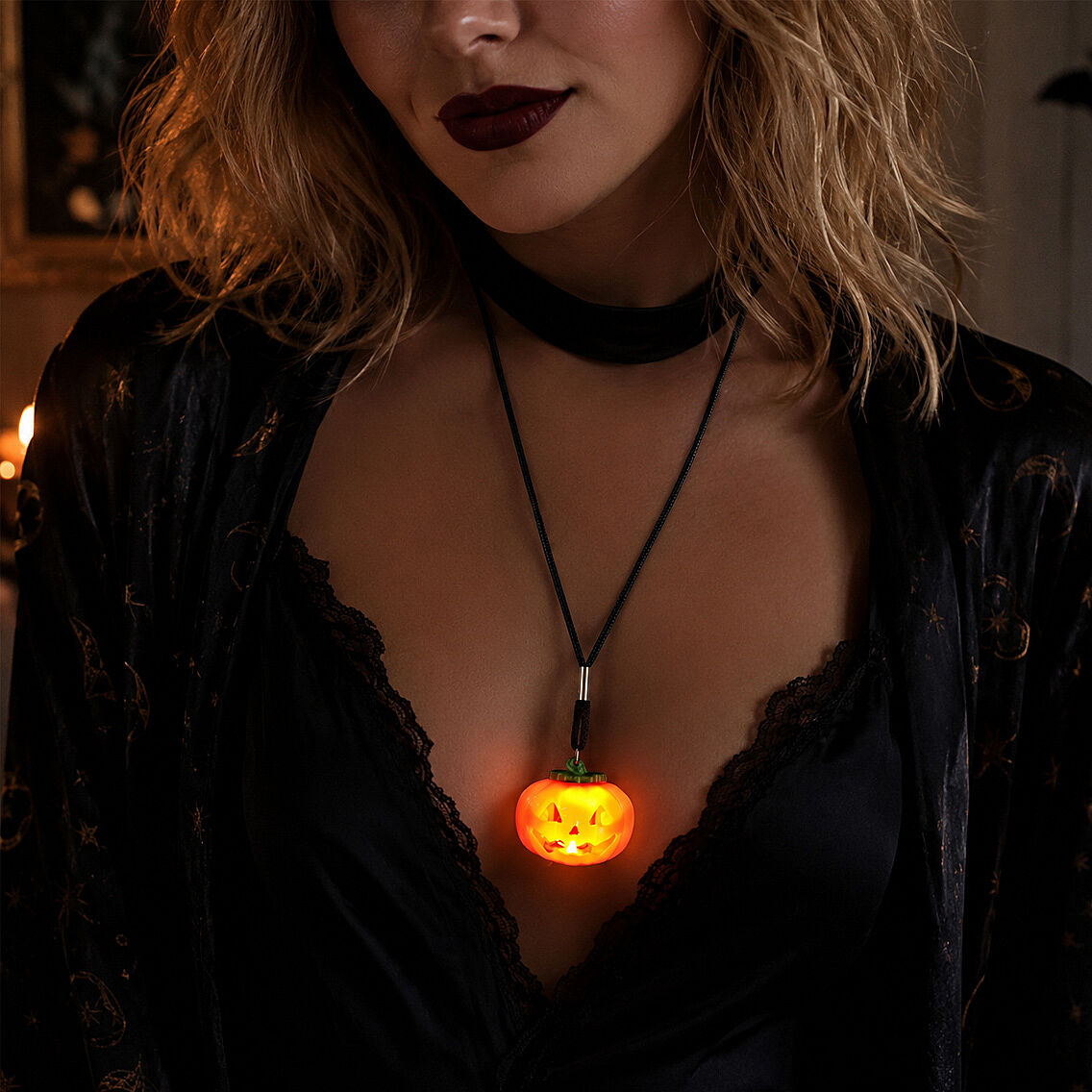 Beysüs Halloween Işıklı Bal Kabağı Kolye - 4
