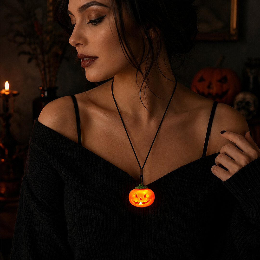 Beysüs Halloween Işıklı Bal Kabağı Kolye - 1