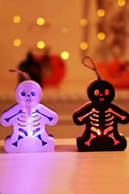 Beysüs Halloween Işıklı Masa Süsü İskelet Çift Taraflı Siyah Beyaz - 2