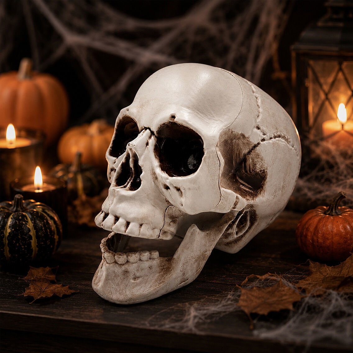 Halloween İskelet Kafa Beyaz Büyük 15 cm - 2