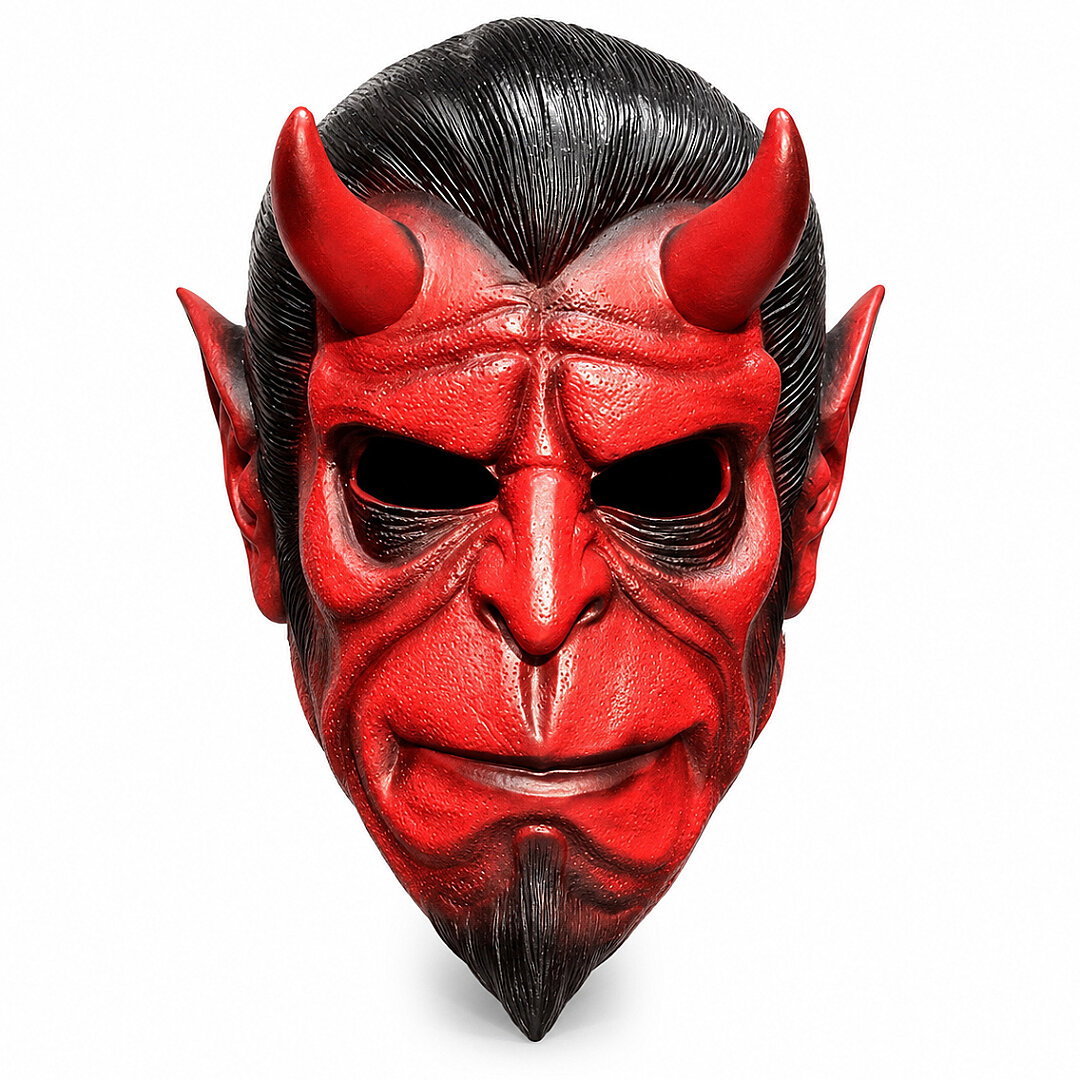 Halloween Maske Hellboy Kırmızı Boynuzlu - 2