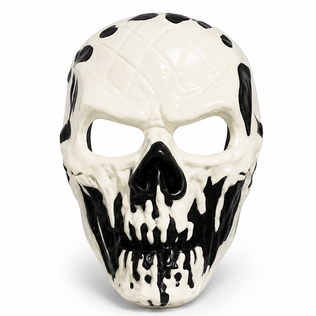 Halloween Maske İskelet Kuru Kafa Siyah Beyaz - 2