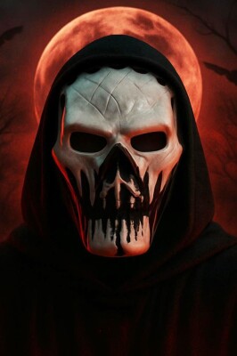 Beysüs Halloween Maske İskelet Kuru Kafa Siyah Beyaz - 5