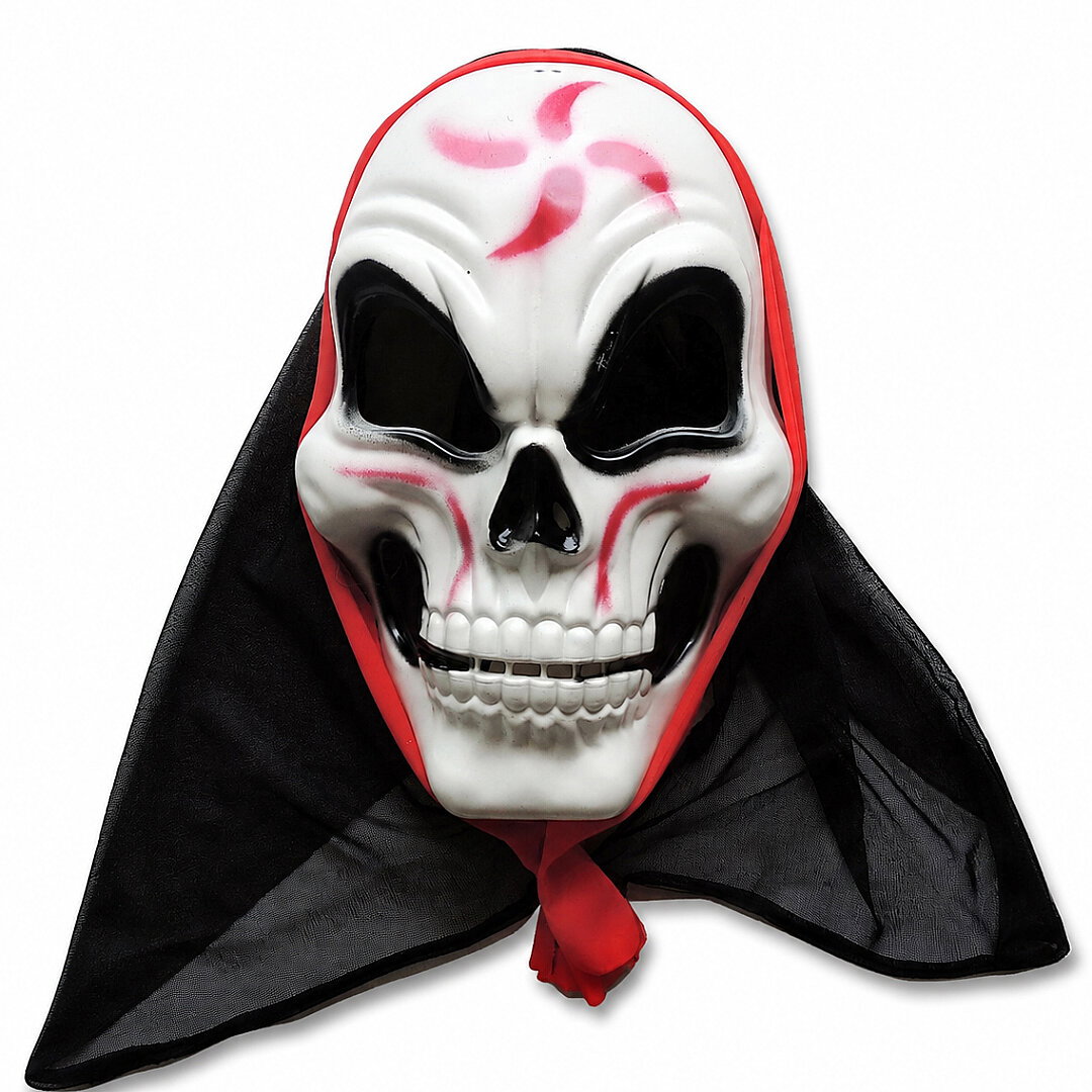 Halloween Maske İskelet Tüllü Kırmızı Beyaz - 2